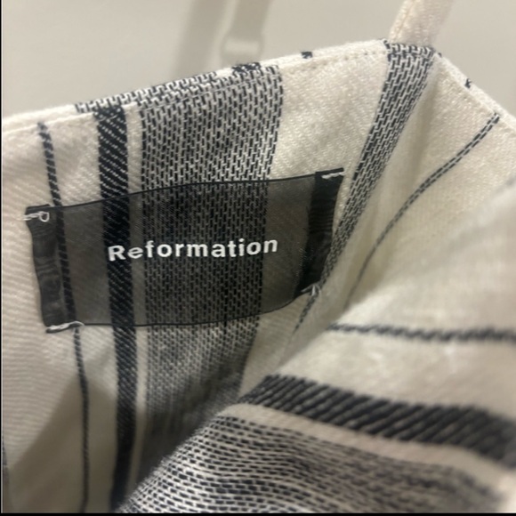 Reformation Louisiana Stripe Lace-up Midi Dress NWT Size 8 - Picture 6 of 7